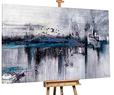 KunstLoft® XXL Gemälde 'Stadtnebel' 180x120cm | original handgemalte Bilder | Modern Stadt Grau Blau Grau Blau | Leinwand-Bild Ölgemälde einteilig groß | Modernes Kunst Ölbild
