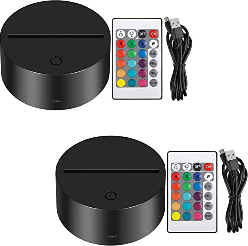 Thlevel 2 Pezzi 3D Regolabile Night LED Light Lampada Base 7 Colori Luce Acrilico Decorazione Domesticacon Telecomando e Cavo USB