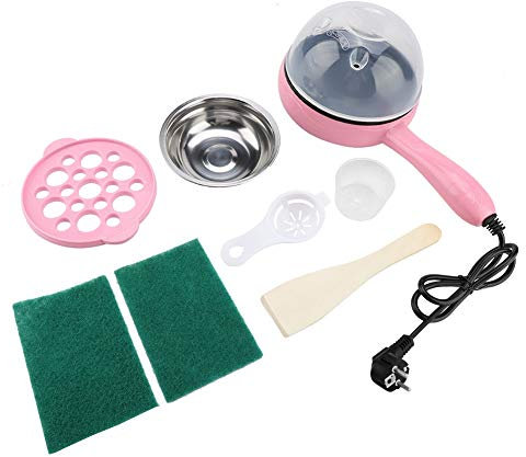 Sartén eléctrica - Mini Multifunción Sartén eléctrica Vaporizador de huevos Freidora Herramienta de cocina casera Enchufe de UE 220V (Color : Rosado)