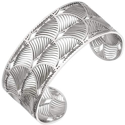 Offene Armspange Ginkgo Ginkoblatt Silhouetten Armband Armreif aus Edelstahl