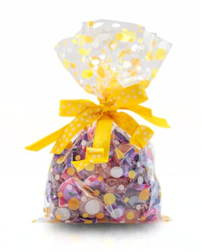Italpak Sachet Bonbons, Sachets Transparents pour Aliments, Jaune, 50 pièces, 15x25 cm