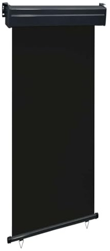 vidaXL Balcony Side Awning Privacy Screen - Black, UV-Resistant Polyester, Adjustable 105x250 cm, Wall/Ceiling Mount, Automatic Roll-Back