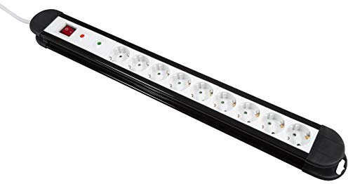 MC POWER - Ciabatta multipla Multi | KL-09 | 9 prese, protezione da sovratensione + interruttore | montaggio a parete | 1,4 m cavo di alimentazione spina di protezione