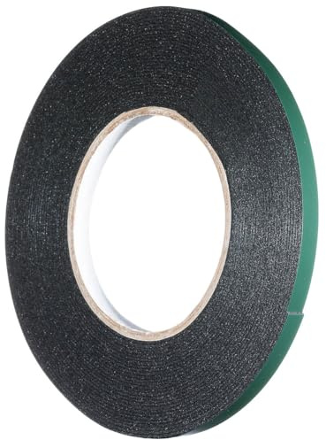 YoiYee Ruban adhésif double face en mousse de 8 mm x 10 m, ruban adhésif vert pour vitrage en mousse PE, noir