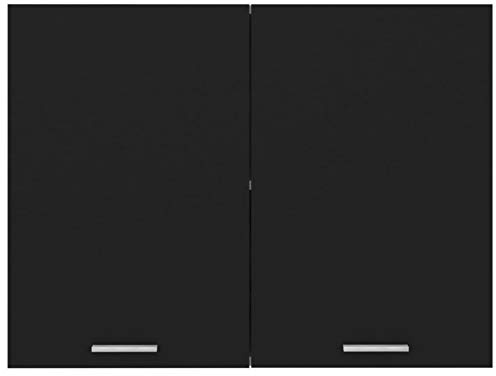 Tidyard Hanging Cabinet Kitchen Wall Cabinet Wall Mounted Kitchen Cabinet Storage Side Cabinet Cupboard Sideboard Black 80x31x60 cm Chipboard