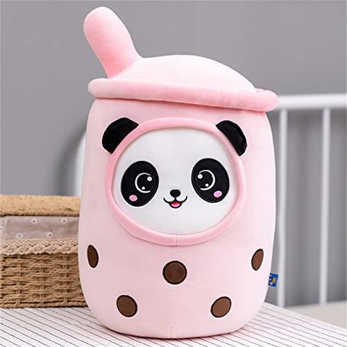 TROYSINC Kuscheltier Plüschpuppen Weiche Kuscheltier Kissen, Panda Bubble Tea Plüschtier, Cartoon Panda Zylindrisches Körperkissen In Form Einer Tasse (Rosa,23 cm)