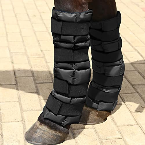 Harrison Howard 1/Pack Ice Boot for Horse Cool Gel Pack Leg Wrap for Treating Full Leg, Knee, Hock Injuries Reusable Ice Cooling Therapy -Black
