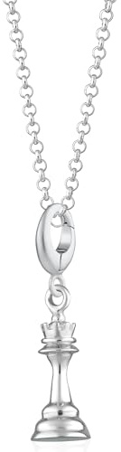 Lily Charmed - 925 Sterling Silver Chess Piece Necklace with 18 Chain