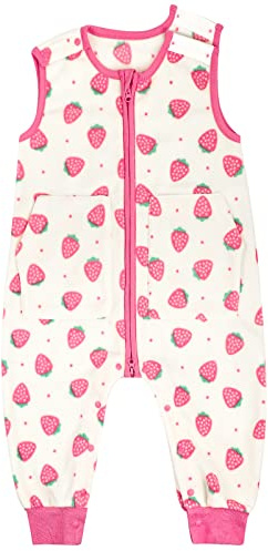 MOEMOE BABY Schlafsack mit Füßen,1 Tog Mikrofleece Ärmellose Baby Schlafsack mit Beinen für Baby Kinder Erdbeeren S