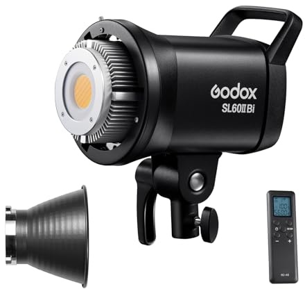 Godox SL60IIBi Portable Studio LED Video Light 75W 2800K-6500K Built-in 11 FX Lighting Effects Bowens Mount APP/2.4G Wireless/On-board Control+ RC-A5 Remote Control + 3-in-1 Cleaning Kit