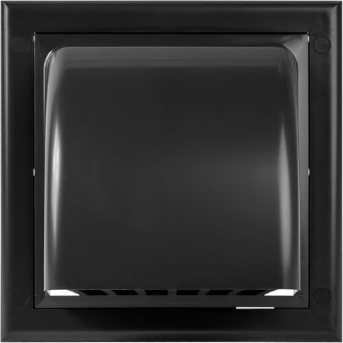 ECOPRO VENT 100mm Black Vent Covers - ABS Cowled Extractor Fan Vent Cover with Back Draught Shutter, Ventilation Grille, Fits Inside Wall or Duct - Wall Vent Cover External - Tumble Dryer Vent Cover