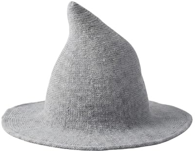 TOPWEL Mujeres bruja de ala de sombrero de ala plegala plegable de ala de sombrero de bruja de Halloween Cosplay Halloween Party Masquerade Costume Accesorio (gris)