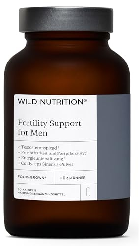 WILD NUTRITION Food-Grown Fertility Support for Men, Vorrat für 1 Monat | Nahrungsergänzungsmittel für Männer mit Kinderwunsch, Unterstützung der Fruchtbarkeit, Vitamin E und Selen, 60 Kapseln