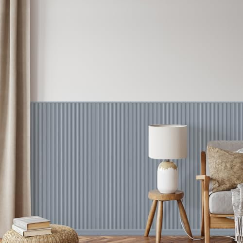 REESE Wandpaneele Pastellblau | Endleiste 125 cm | Deckenpaneele | Wandverkleidung | kein Bohren | MDF
