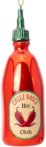 SIKORA Chili Sauce Flasche besondere Weihnachtskugel Glas Christbaumschmuck Deko Figur Weihnachten Anhänger Ornament - Trend Line - BS915