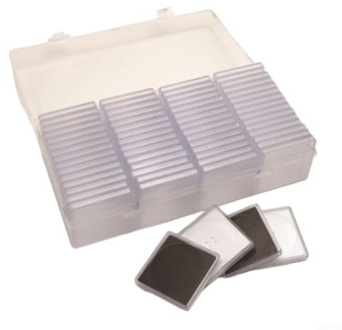 Zoegneer Caja de almacenamiento de 60 cápsulas de monedas, organizador cuadrado de colección de monedas, caja de almacenamiento de monedas con forro de espuma ajustable (negro)