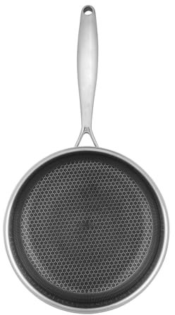 Sitram 715064 Poêle en Acier Inoxydable Triply Ø 24 cm - Revêtement Nid d'Abeille Anti-Adhésif et Anti-rayures, sans PFOA - Tous Feux dont Induction