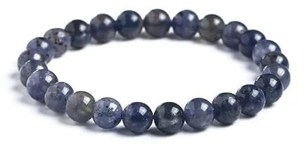 Kordierit armband | 100% äkta naturstenar | bekvämt och elegant | koreanskt elastiskt snöre och smyckeskrin medföljer (Kordierit, 8mm)