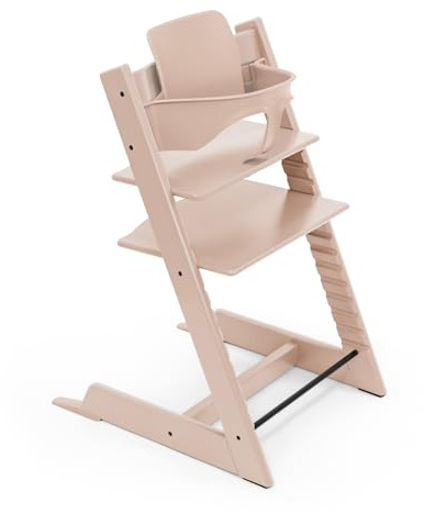 Seggiolone Tripp Trapp di Stokke, Serene Pink - Include Sedia + Baby Set 2 per bambini tra 6-36 mesi - Regolabile, Ergonomico e Facile da pulire