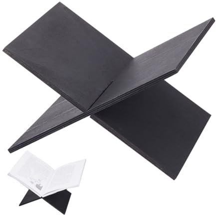 NBEADS Schwarzer Tisch Buchständer, X-Förmige Buchstütze Abnehmbarer Schreibtisch-Buchständer Buchstützen Aus Sperrholz Offener Zeitschriftenhalter Holz Für Zu HauseSchreibtisch Lese, 18x22x14cm