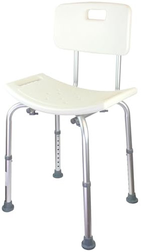 TRUTZHOLM Duschstuhl mit Rückenlehne 8-Fach Höhenverstellbar 39-53cm aus Alu Anti Rutsch Sitzfläche Duschhocker bis zu 150 kg belastbar Duschstuhl für Senioren