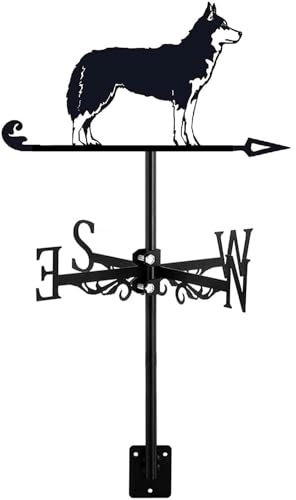 Generisch Siberian Husky, Wetterfahne aus Metall,Richtungsschild,Wetterhahn fürs Dach,Windrichtungsanzeiger,Gartenornament,fürs Dach Garten Schuppen-Dekorationen