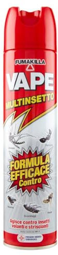 Vape Multinsetto Spray 400ml, Insetticida a Uso Domestico con Elevata Efficacia, Formulazione Aerosol Forte contro Zanzare, Mosche, Vespe, Formiche e Scarafaggi