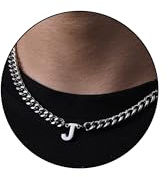 Kette Herren Halskette Kette mit Buchstaben Geschenke für Männer Junge | 6.5mm Silber Gold Schwarz Edelstahl Cuban Chain Edelstahlkette Geburtstage 18+2 Inches