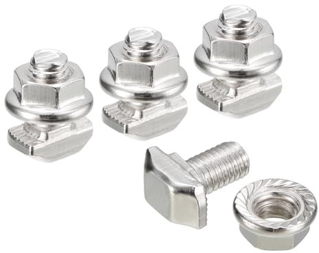 QUARKZMAN M5*10 Conjunto de Tornillos de Cabeza de Martillo, 40pcs Perno de Caída en Ranura en T Deslizantes T-Nut con 40pcs Tuercas Hexagonales de Brida para Serie 20 Aluminio Perfil