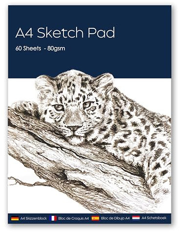 A4 Sketch Pad for Artists,Drawing Paper, Art Sketch Book - Perfect for Painting, Drawing and Sketching, 80 GSM White Paper,60 Sheets