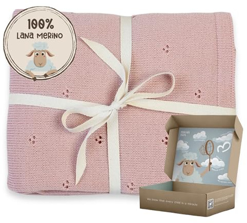 MIRARI Kids ® Coperta Neonato in Lana Merino 100% - 75x100 cm - Coperta Invernale per Culla