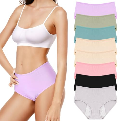 Bunnycool 8 Pcs Leakproof Underwear for Women Leak Proof High Waisted Underwear over 60 for Incontinence Panties for Women(Classic,XL)