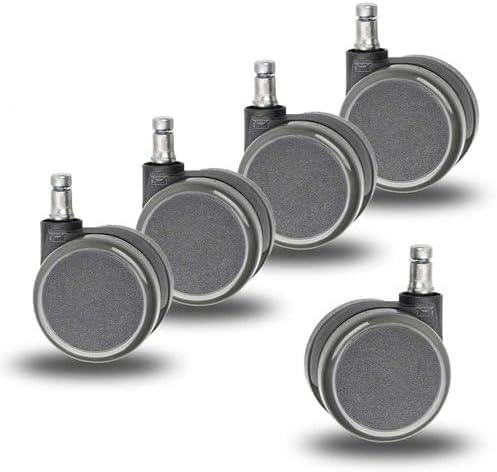 Trendoffice by Dauphin 5er Rollenset, Stuhlrollen Ersatzrollen Rollen für Drehstuhl Bürostuhl, geeignet für Hartböden wie Laminat, Vinyl, Parkett, Stein, Fließen, Stiftdurchmesser von 11mm