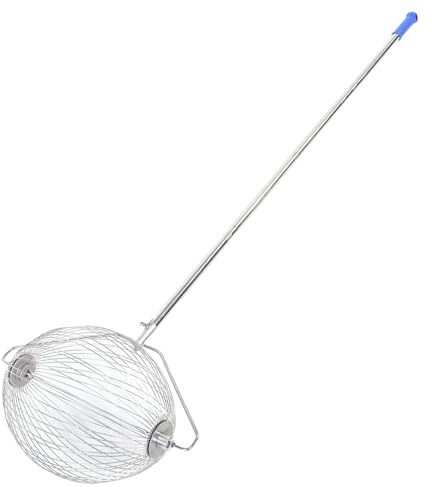 Asixxsix Nut Gatherer, Large Cage Acorns Picker Upper Roller Adjustable Lightweight Tennis Balls Collector with Stainless Steel Handle for Walnuts, Small Apples, Citrus Fruits