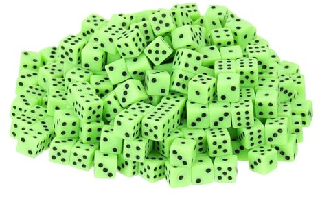 QUARKZMAN 200Pcs Mini Dadi, 8mm/0.31 Dadi Acrilici Piccoli a Sei Facce con Punti per Giochi da Tavolo Party e Attività, Verde/Nero
