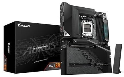 GIGABYTE X870 AORUS Stealth Carte mère AMD AM5 ATX, Prend en Charge Les séries AMD Ryzen 9000/8000/7000, DDR5, 16+2+2 Power Phase, 4X M.2, PCIe 5.0, USB4, WIFI7, 5 GbE, PCIe EZ-Latch Plus