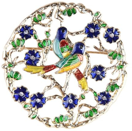HOMSFOU Spilla Smaltata a Forma di Uccelli da Giardino in Lega Decorazione Floreale, Spilla Animale Vintage per Abbigliamento, Zaini e Borse, Accessorio Femminile Elegante per Feste