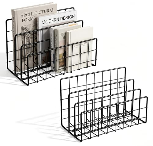 2 Stück Briefständer, Briefhalter Metallgeflecht Dokumentenhalter mit 3 Fächern Schreibtisch-Organizer Schwarz Postsortierer für Büro Schreibtisch und Zuhause