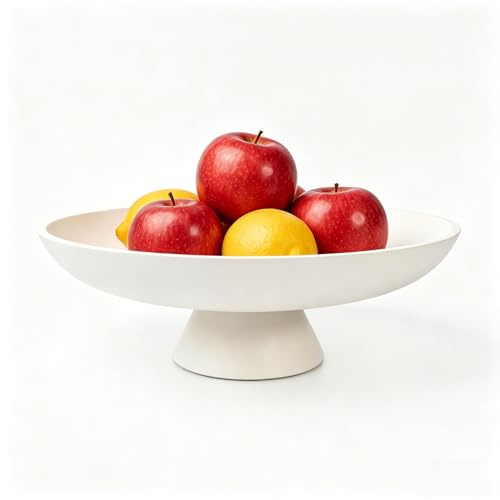 BEYLAB Minimalistische Betonschale mit Fuß – Moderne Obstschale & Deko-Schale, Elegante Schlüsselschale für den Flur, Centerpiece Tischdeko Wohnzimmer, Einweihungsgeschenk (Ø 29,5 cm Weiß)