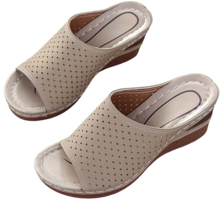 XHZPF Pantofole da esterno, scarpe, sandali estivi a cuneo per donna taglia grande(kaki,41)