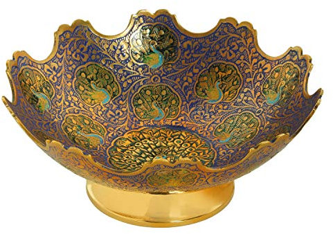 Zap Impex® Cuenco decorativo de latón decorativo para tazones de cocina - Tamaño-7 Hermoso regalo de cocina de diseño Peacock