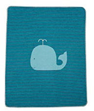 David Fussenegger Babydecke blau mit Wal Motiv aus Baumwolle 70x90 cm flauschig weich