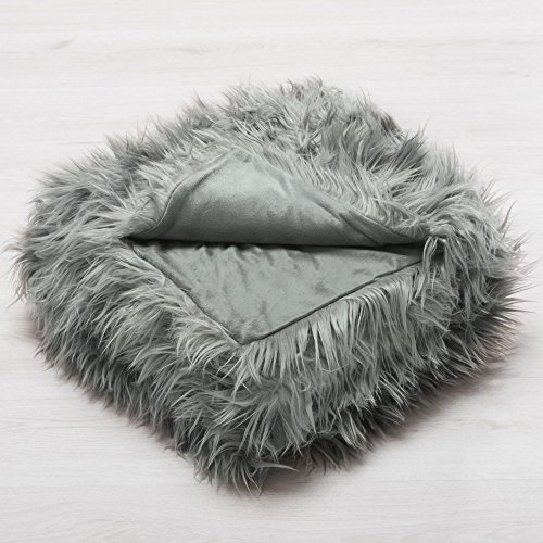 CelinaTex Kuscheldecke 150 x 200 cm grau Felldecke Imitat Lamm Nicki Wendedecke Langhaar Schaffell TV Decke Wohndecke, Sofadecke, Geschenk für Frauen, warm - Grace