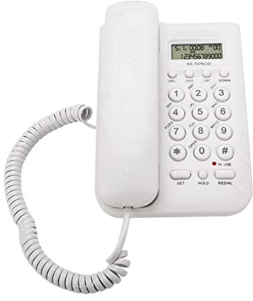 VBESTLIFE téléphone Fixe, Filaire, numérique pour Le Bureau, la Maison ou Le Mur (Blanc)