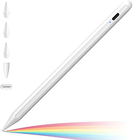 Penna stilo per iPad 2025-2018 con ricarica più veloce, sensore di inclinazione della batteria, matita per iPad 10/9/8/7/6th, 11th A16, Air 11/13 M2/M3, Pro 11/13 M4, Pro 12,9, Air 5/4/3, Mini 7/6/5
