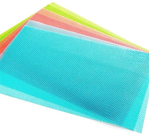 8er Antibakterielle Kühlschrankmatten Matten entziehen Feuchtigkeit und Gerüch rutschfest,abwaschbar und DIY zuschneidbar Kühlschrank Matte-4 gemischte Farben [29cm x 45cm]