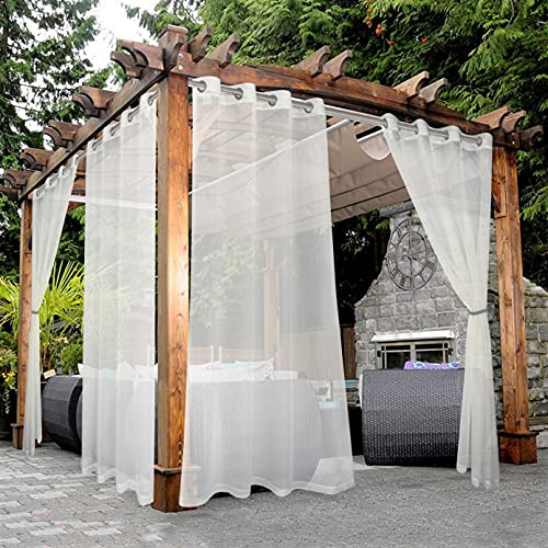 Bonzer, wasserdichte, transparente Vorhänge für drinnen und draußen – 2 Vorhangpaneele mit Ösen für Wohnzimmer, Schlafzimmer, Veranda, Pergola oder Cabana, 137 x 241 cm, beige