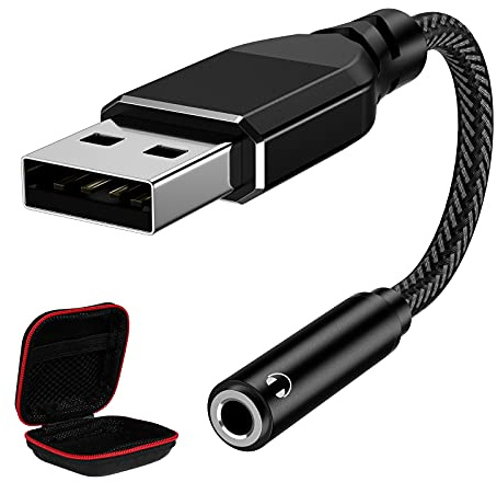 APETOO USB to 3.5mm Jack Audio Adapter, External Stereo Sound Card USB to Aux Jack Adapter Aux Dongle Cable Cord for Mac Headphones Headset Earphones Computer PC Laptop Desktop Windows