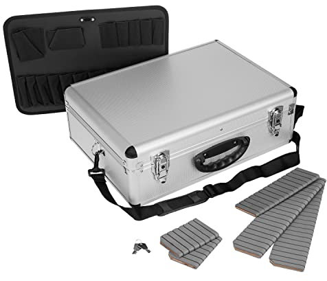 anndora Werkzeugkoffer 70102 Werkzeugkiste Mehrzweckkoffer mit Sortierfächern 46 x 35,5 x 16 cm abschließbar - Silber Aluminium