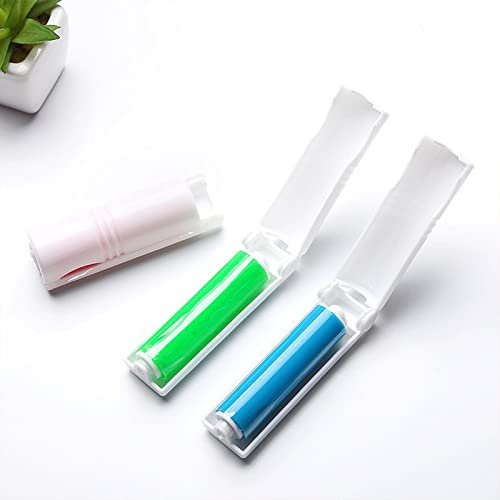 FIYSON 2 Pack Sticky Lint Rolle,Mini Portable Lint Remover,Washable Dust Lint Roller Cover,Pet Hair Remover Brushes,Lint & Dust Remover Working On Couch, Pets, Clothes & Carpets and furniture (Green)